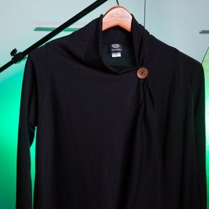 Black Long Sleeve Shawl with Leather Accent Size M